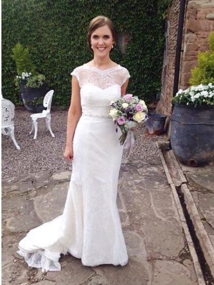 One of our gorgeous 2016 Brides Kath, looking absolutely stunning in her Ivory & Co Gown with bolero from BOA Boutique.