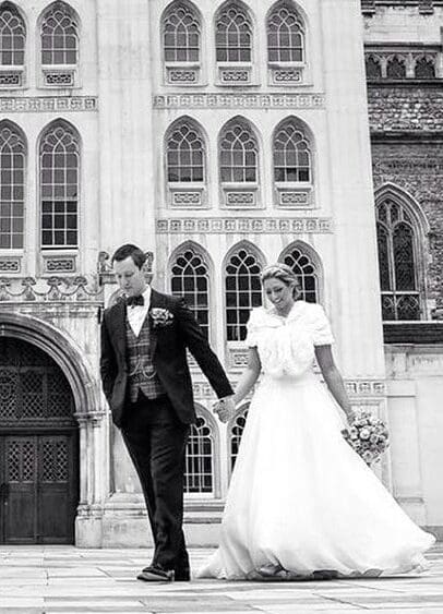 What a beautiful shot of our bride Elizabeth with her new groom. Wearing a floaty ivory gown from BOA in 2016.