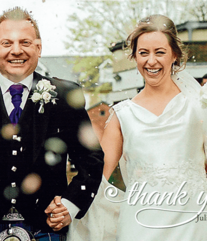 Julia looked so very happy wearing her Anouska G gown from BOA Boutique to marry her handsome groom Bruce in October 2016.