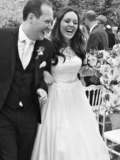 Congratulations to beautiful Lianne wearing her stunning ivory silk gown for her Autumn 2015 Wedding.